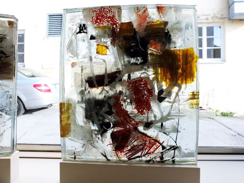 Glascollage von Georg Brander in der Galerie ARTEG.