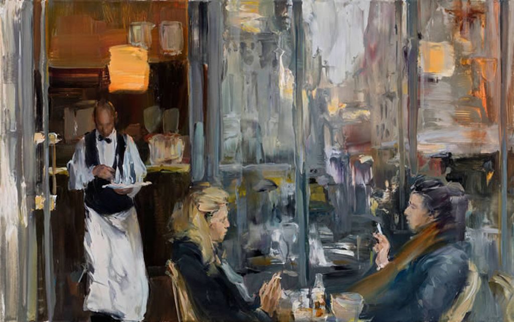 Ekaterina zacharowa malt Menschen in den unterschiedlichsten Situationen - und beobachtet dabei ihre Umwelt durch die spiegelnde Glasscheibe 